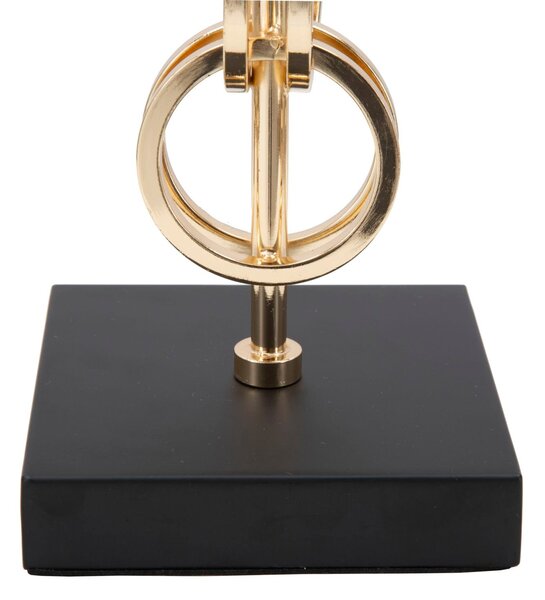 Lampada da Tavolo Glam Rings Ø25x54,5 cm in Ferro e Tessuto Nero e Oro
