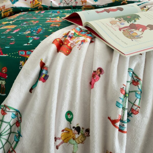 Coperta per bambini bianca in micropile 150x200 cm Christmas Fairground – Belle & Boo