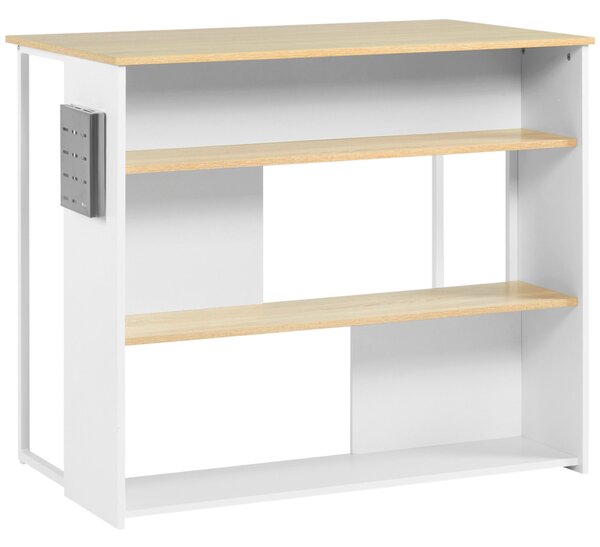 Isola da Cucina 3 Ripiani 105x65x90 cm con Portacoltelli in Legno Truciolare Bianco