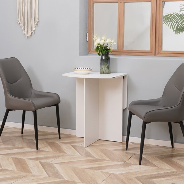 Tavolo da Pranzo Pieghevole Salvaspazio 90x60x74 cm in Legno Bianco