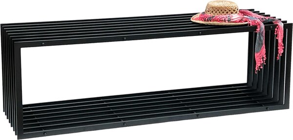 DanDiBo Panchina da giardino in metallo nero resistente alle intemperie solida 150 cm Panchina moderna 96430 Panchina da parco in ferro a doghe