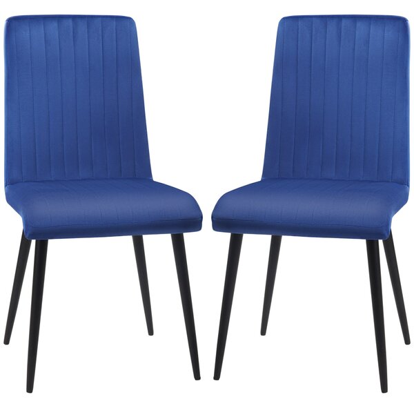 Set 2 Sedie Imbottite 43x58x90 cm in Tessuto Blu