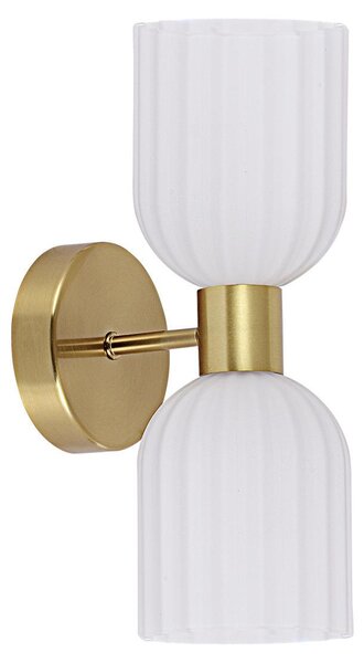 Applique moderna PIEGA dorata 2xE14x10W in vetro, dimensioni: 28x14,5x14,5 cm, IP20, Light Prestige
