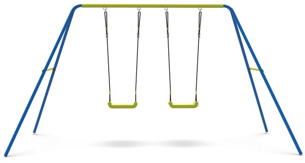 Altalena 2 Posti da Esterno 295x170x180 cm in Acciaio Blu e Gialla