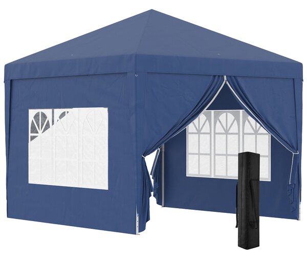 Gazebo Pieghevole da Giardino 2,95x2,95x2,58m in Acciaio e Tessuto Oxford Blu