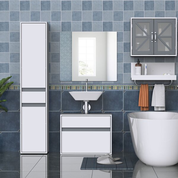 Mobile Sottolavello da Bagno 67x36x52 cm in Legno Bianco