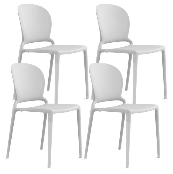 Set 4 Sedie Impilabili 83x48x55 cm in Polipropilene e Fibra di Vetro Jasmine Bianco