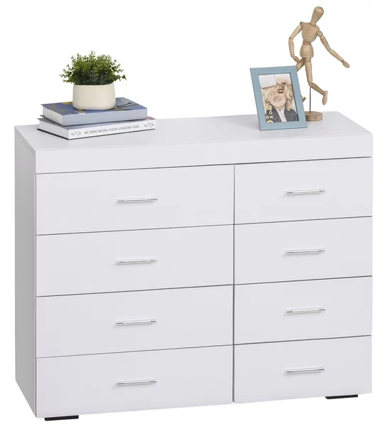 Cassettiera per Casa e Ufficio in Legno Bianco 90x35x73 cm