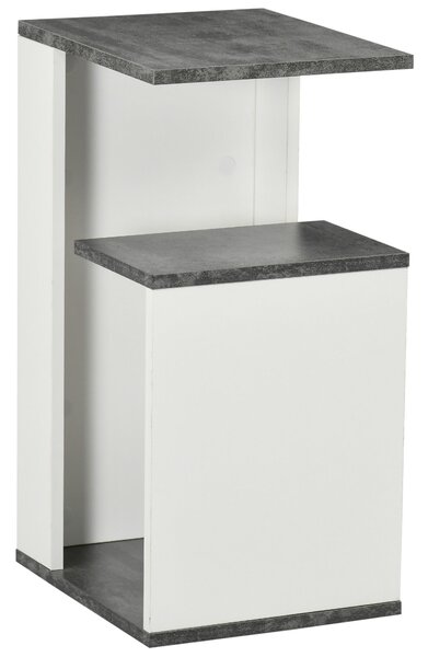 Comodino con Ripiano Aperto 35x29,5x60 cm in Truciolato Grigio e Bianco