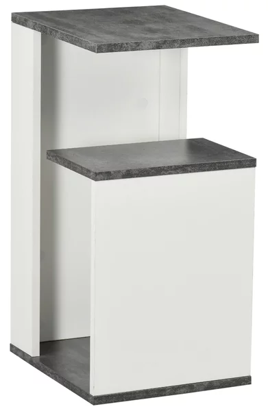Comodino con Ripiano Aperto 35x29,5x60 cm in Truciolato Grigio e Bianco