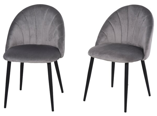 Set 2 Sedie Imbottite 50x54x79 cm in Velluto Grigio