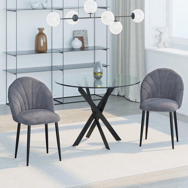 Set 2 Sedie Imbottite 50x54x79 cm in Velluto Grigio