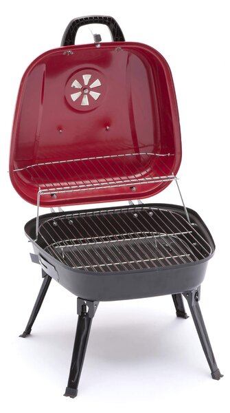 Barbecue Portatile a Carbone Carbonella 48x47x37 cm in Acciaio Rosso e Nero