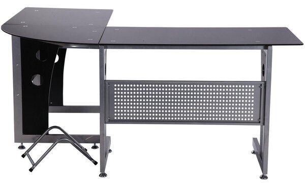 Scrivania da Ufficio ad Angolo Porta PC in MDF e Ferro 164x139x75 cm Nera
