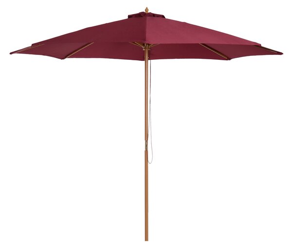Ombrellone da Giardino in Bambù Ø3x2.5m con Doppio Tetto Rosso