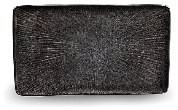 Set 4 Piatti Rettangolari 30x18x2,5 cm in Gres Kaleidos Sirius Neri