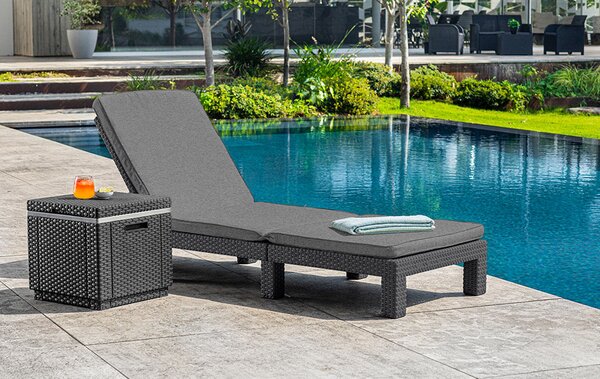 Lettino Prendisole da Giardino 195x65x25,5 cm con Cuscino in Resina Keter Daytona Antracite