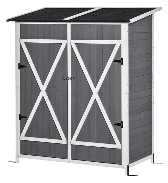 Casetta da Giardino Portautensili con Doppia Porta139x75x160 cm in Legno Grigia