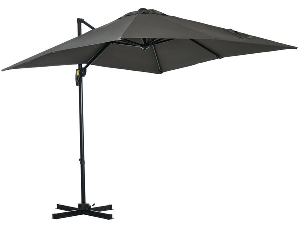 Ombrellone da Giardino Decentrato 245x245x248 cm in Alluminio Grigio