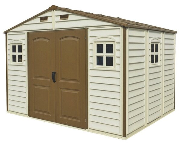 Casetta Box da Giardino 325x240x233 cm in PVC Avorio/Marrone