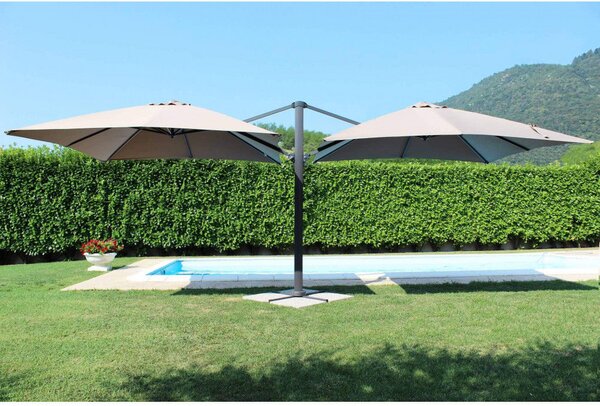 Ombrellone da Giardino Doppio Archimede 3x3 m in Alluminio Antracite Telo Tortora