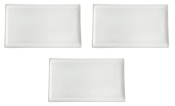 Set 3 Vassoi Rettangolari 28x14x1,7 cm in Porcellana Allluminica Kaleidos Aluxina Bianchi