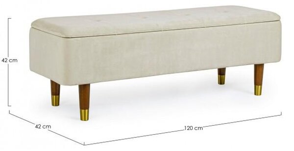 Panca Fondo Letto 2 Posti 120x42x42 cm con Vano Contenitore Kira Naturale
