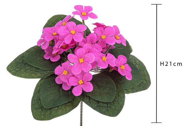 Set 6 Cespugli Artificiali di Violetta Altezza 21 cm Rosa
