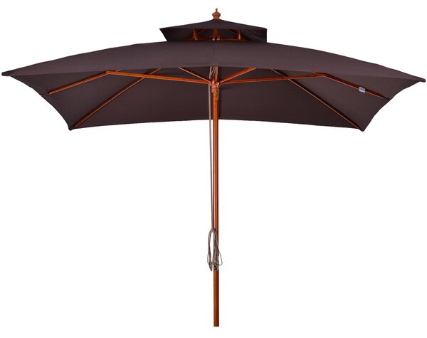Ombrellone da Giardino 3x3 m Palo Ø48 mm 8 Stecche in Legno Marrone