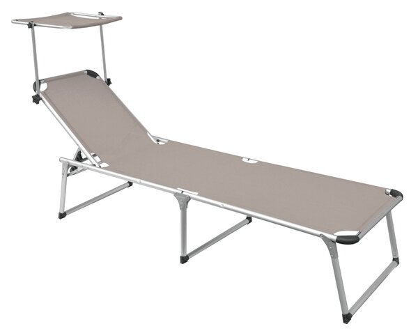Set 2 Lettini Prendisole da Giardino Pieghevole 220x59x39 cm in Alluminio e Textilene Tortora