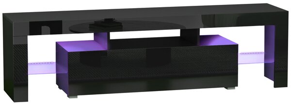 Mobile TV 160x35x45 cm Max 65” in MDF e Vetro Nero