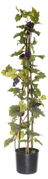 Pianta Artificiale di Vite con Frutti, in Vaso Altezza 120 cm Verde