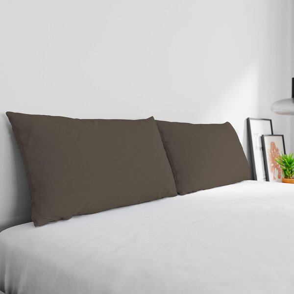 Coppia di Federe 52x82 cm in Cotone Tinta Unita Marrone
