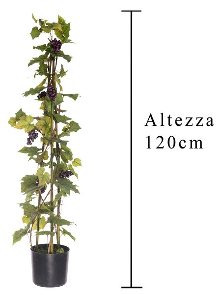 Pianta Artificiale di Vite con Frutti, in Vaso Altezza 120 cm Verde