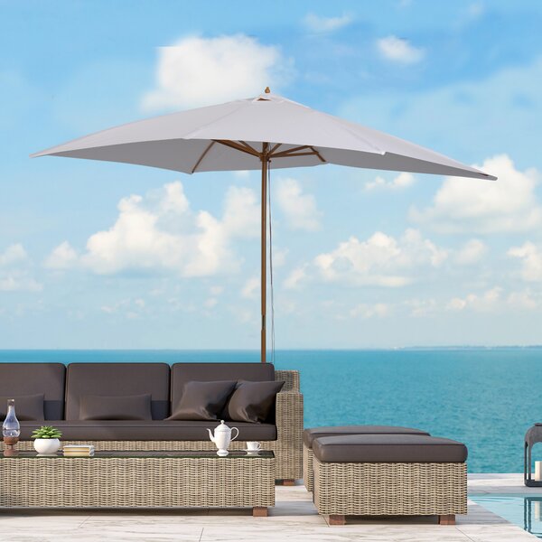 Outsunny Ombrellone m da Giardino 2x3 in Legno Laccato con Copertura Rimovibile, Bianco|Aosom