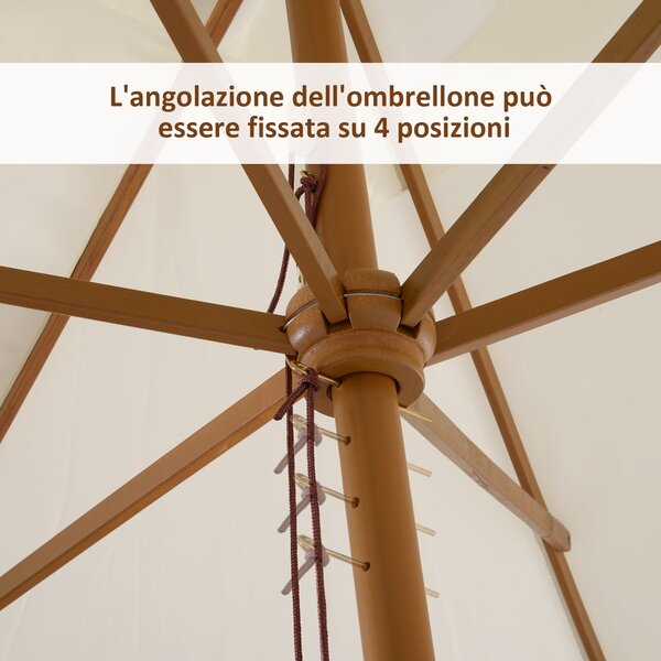 Outsunny Ombrellone m da Giardino 2x3 in Legno Laccato con Copertura Rimovibile, Bianco|Aosom