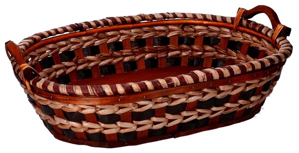 Cesta in Vimini intreccio crema noce ovale cm 55x43xh13