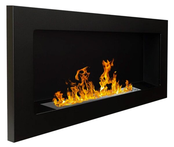Camino a Bioetanolo da Parete 90x12x40 cm in Acciaio Inox Nero