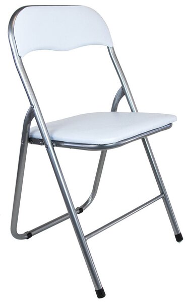 Set 6 Sedie Pieghevole 45x45x45/80 cm in Acciaio e PVC Imbottito Bianca