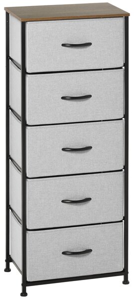 Cassettiera 8 Cassetti 45x30x116 cm in Legno e Acciaio Marrone Grigio e Nero