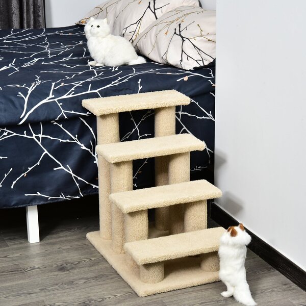 Scaletta per Animali Domestici 4 Gradini 63,5x43x60 cm Beige