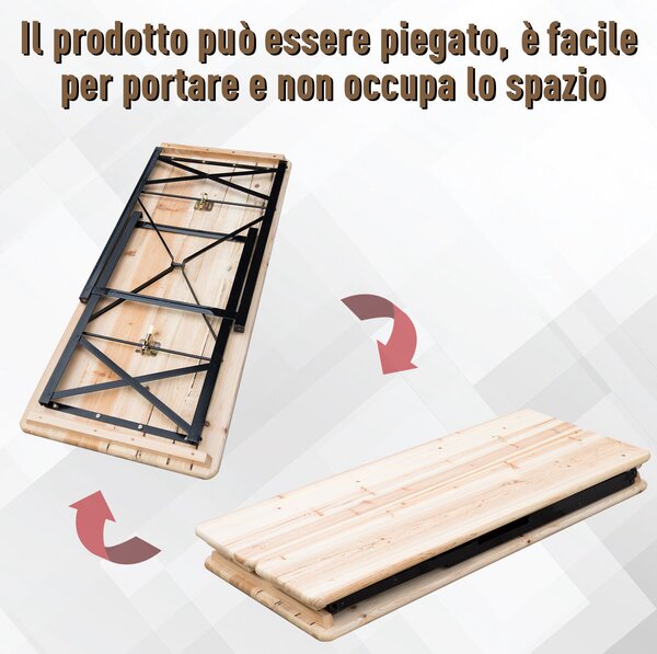 Outsunny Set Birreria 1 Tavolo (120x50cm) 2 Panche (120x25cm) Pieghevoli, Legno di Abete per Esterni/Eventi/Sagre/Picnic