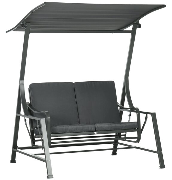 Dondolo da Giardino 2 Posti 148x129x172 cm in Acciaio Grigio scuro