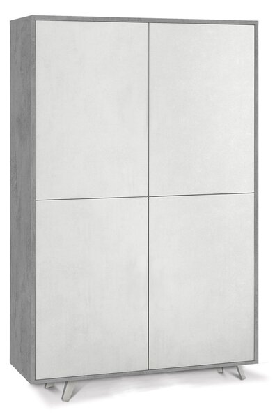Mobile Multiuso 4 Ante 107x169x41 cm Cemento/Ossido Bianco