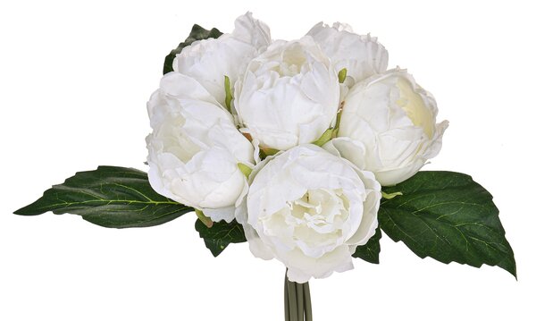 Set 3 Mazzi Artificiali di Peonie con 6 Fiori H 28 cm