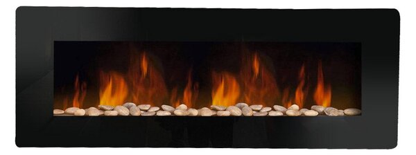 Camino Elettrico da Parete Effetto Fiamma 127x11x50 cm 900W/1800W Nero
