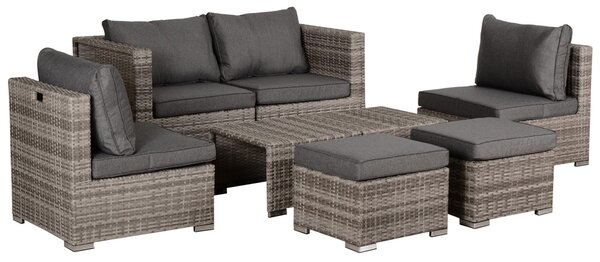 Set Salotto da Giardino in Polyrattan Divano 2 Poltrone Kore Grey Grigio