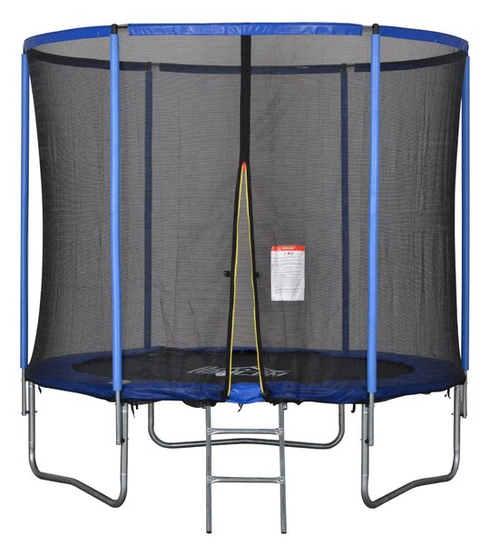Trampolino Tappeto Elastico Ø244x240 cm con Rete e Bordo Imbottito Blu e Nero