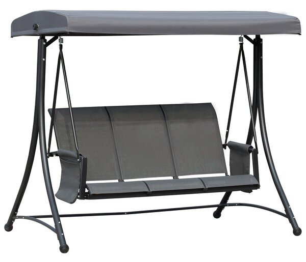 Dondolo 3 Posti da Giardino 196x128x172 cm in Metallo e Textilene Grigio Scuro
