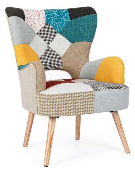 Poltrona Imbottita 65x68x92 cm in Tessuto Patchwork